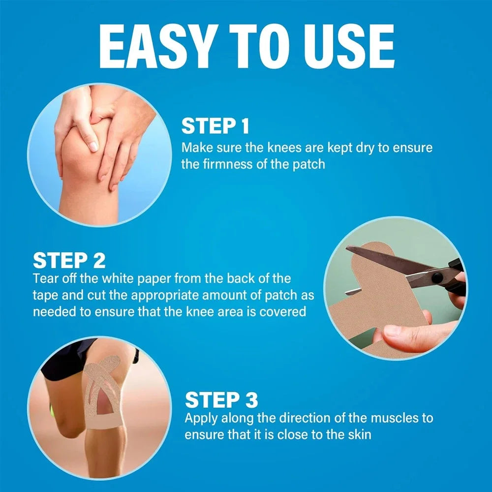 NNEOBA 10PCS Waterproof & Elastic Kinesiology Knee Tape Blue-2