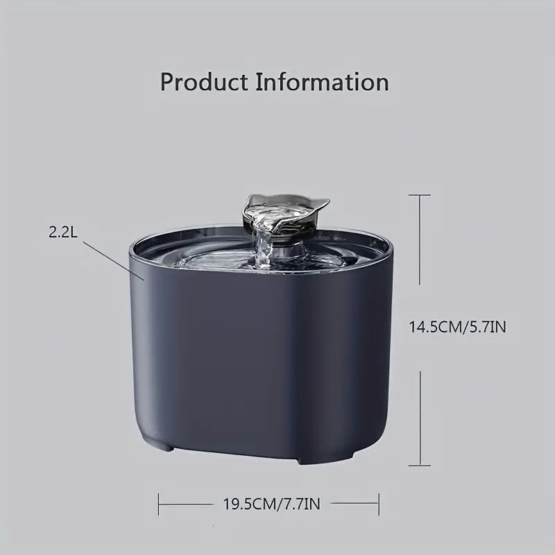 Smart USB-Powered 2.2L Pet Water Fountain for Cats and Dogs - Black
