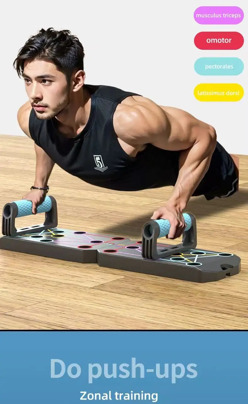 NNEOBA Folding Push-Up Board with Resistance Bands Black-2