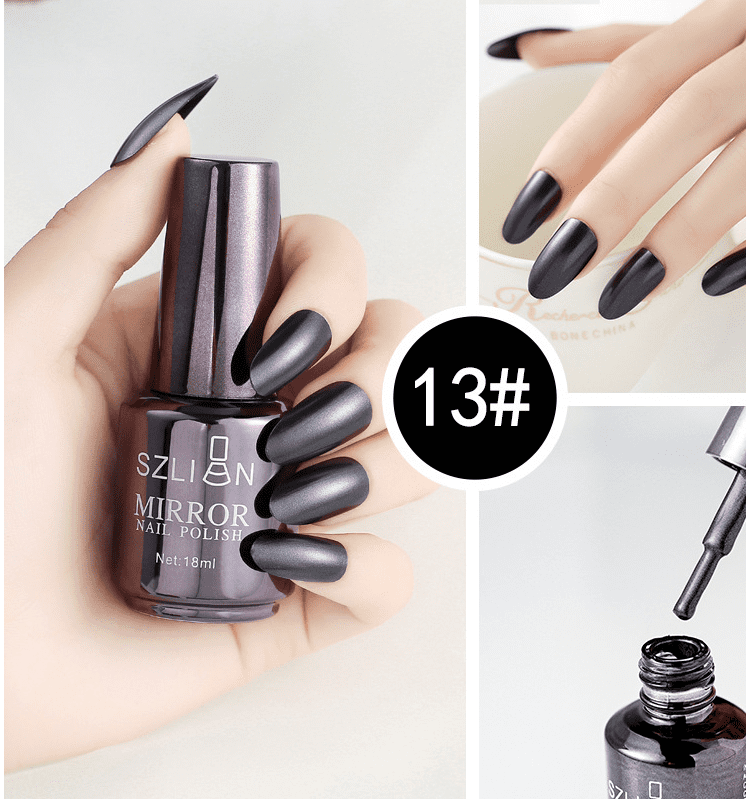 Shiny Mirror Finish Silver Nail Polish-1