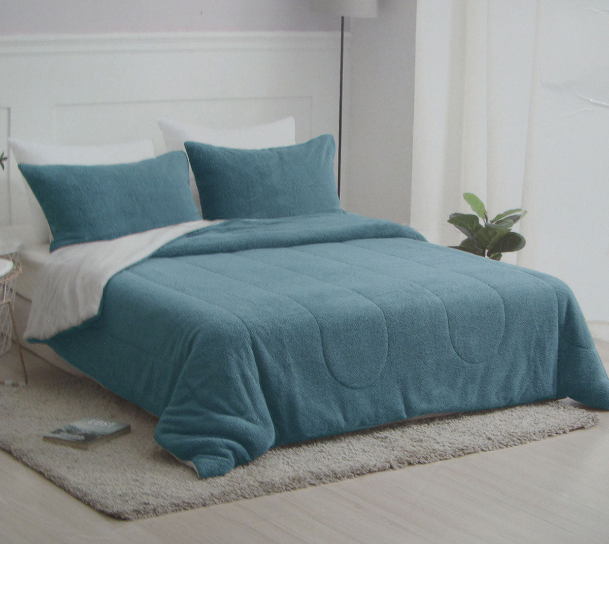 NNEDSZ Nolan Steel Blue 4 Piece Comforter Set Queen