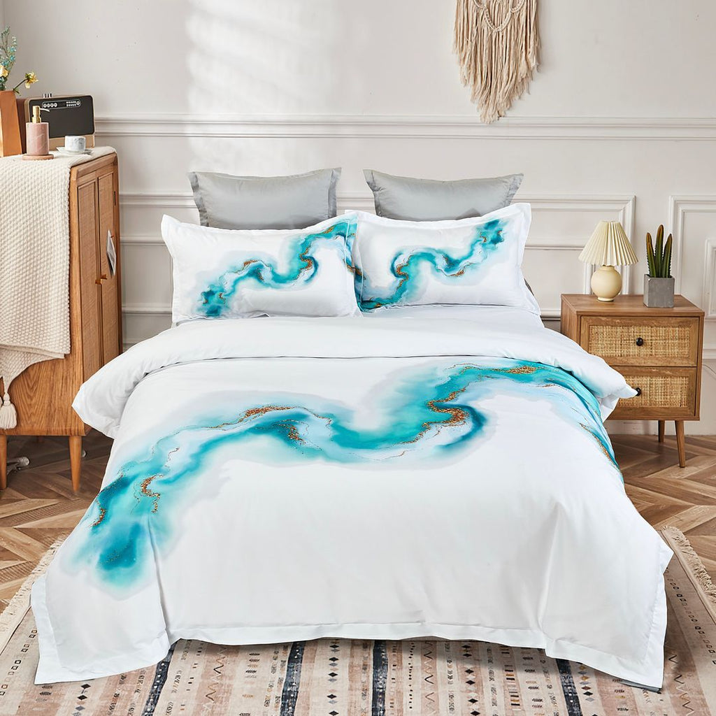 NNEDSZ Ocean Marble Quilt Cover Set - Super King Size-0