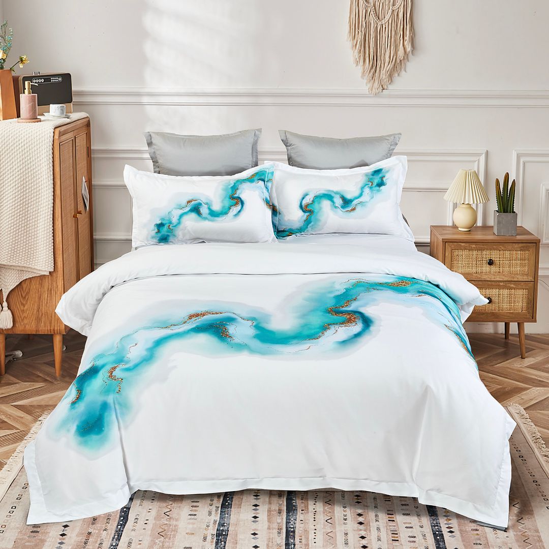 NNEDSZ Ocean Marble Quilt Cover Set - Super King Size