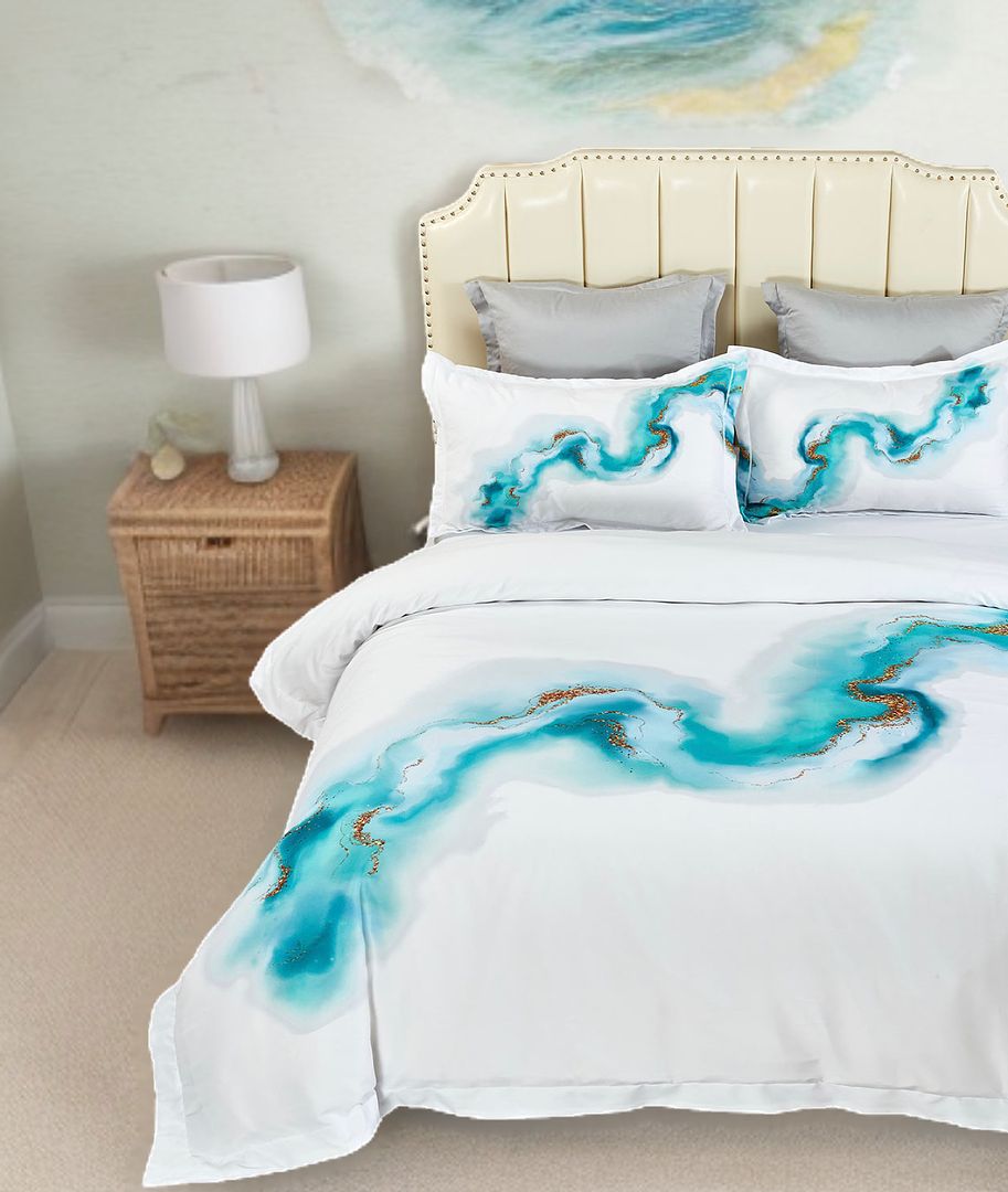 NNEDSZ Ocean Marble Quilt Cover Set - Super King Size-2