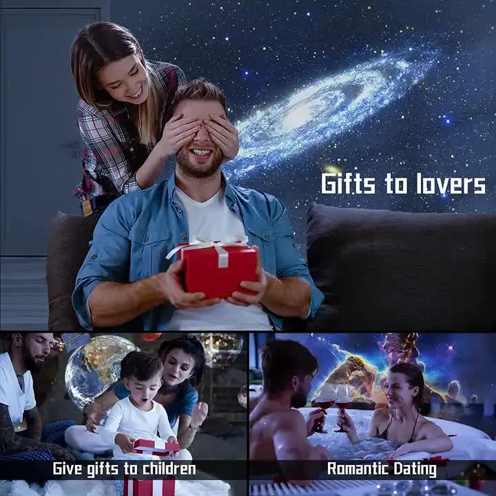 NNEDSZ High-Definition Focusable Starry Galaxy Projector Lamp - Creative Bedroom Mood Light with 13 Film Slides (White)-3