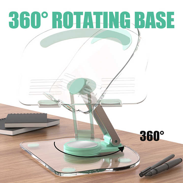 NNEDSZ White Acrylic Foldable Tablet and Phone Stand - 360° Rotation, Anti-Slip Design, Lightweight and Compact-1