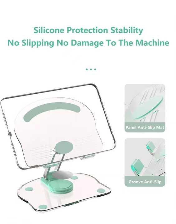 NNEDSZ White Acrylic Foldable Tablet and Phone Stand - 360° Rotation, Anti-Slip Design, Lightweight and Compact-4