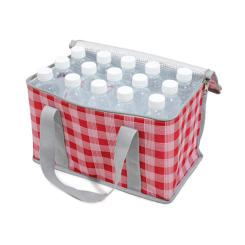NNEDSZ 2PCS Green Insulated Picnic Lunch Bag with Checkered Design, Thermal Storage for Hot and Cold Items-3