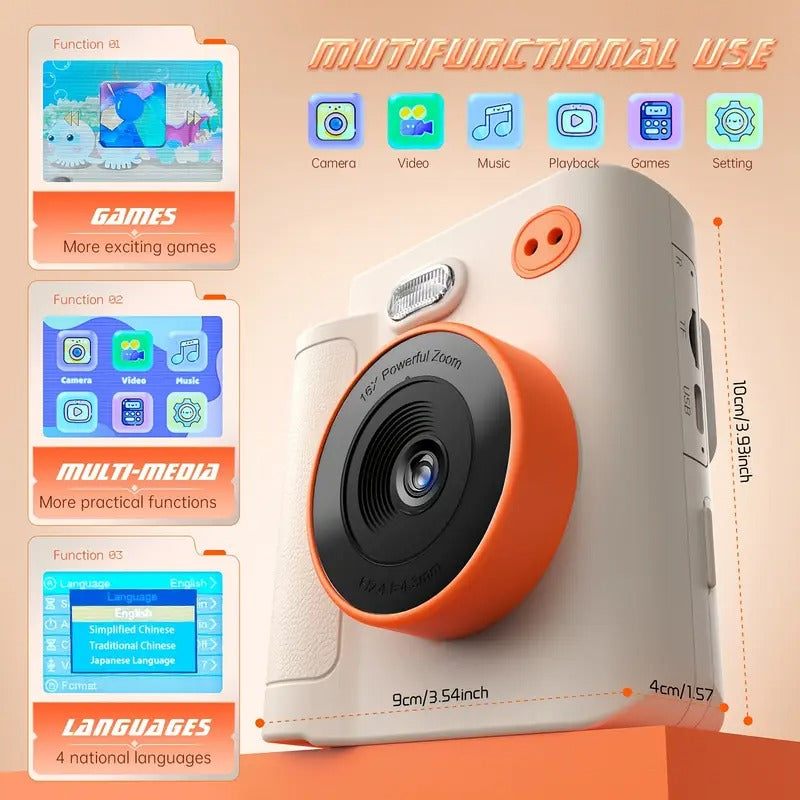 NNETM Kids Print Camera 1080P with Vintage Paper-1